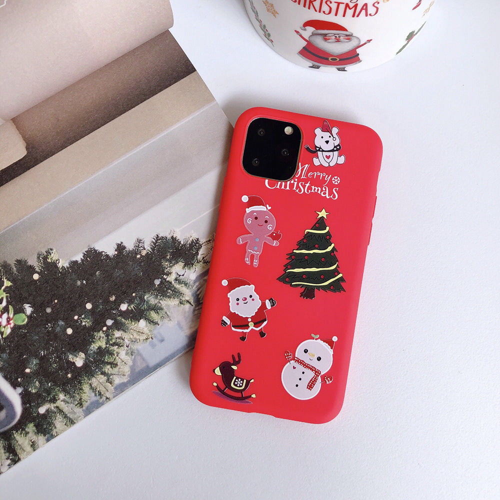 Christmas red cartoon frosted painted phone case