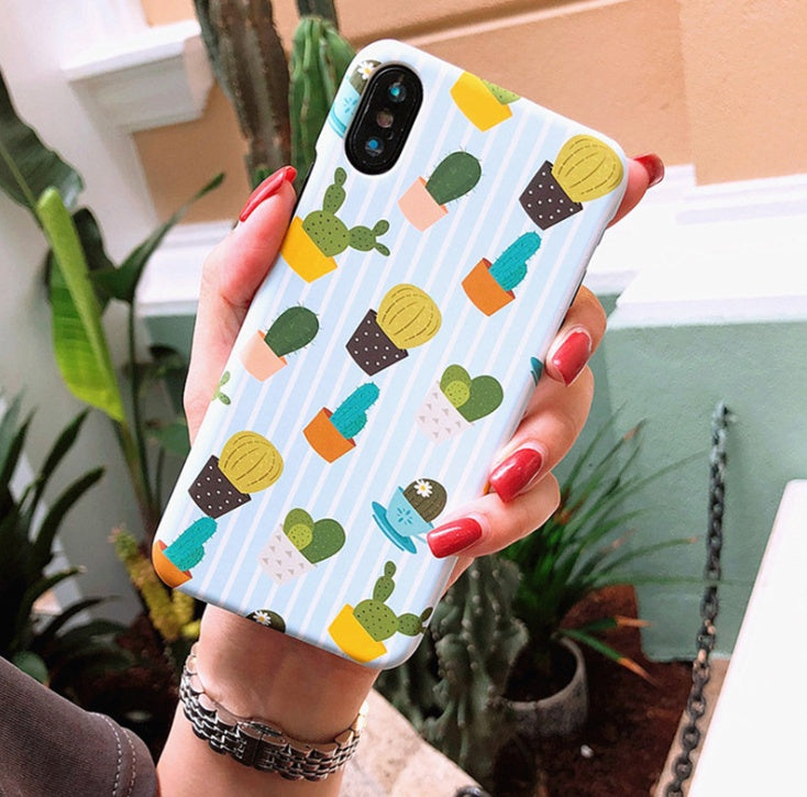 Compatible With Apple, USLION Green Cactus Case For I Plus Flower Cartoon Animal Phone Cases For Matte Hard PC Back Cover