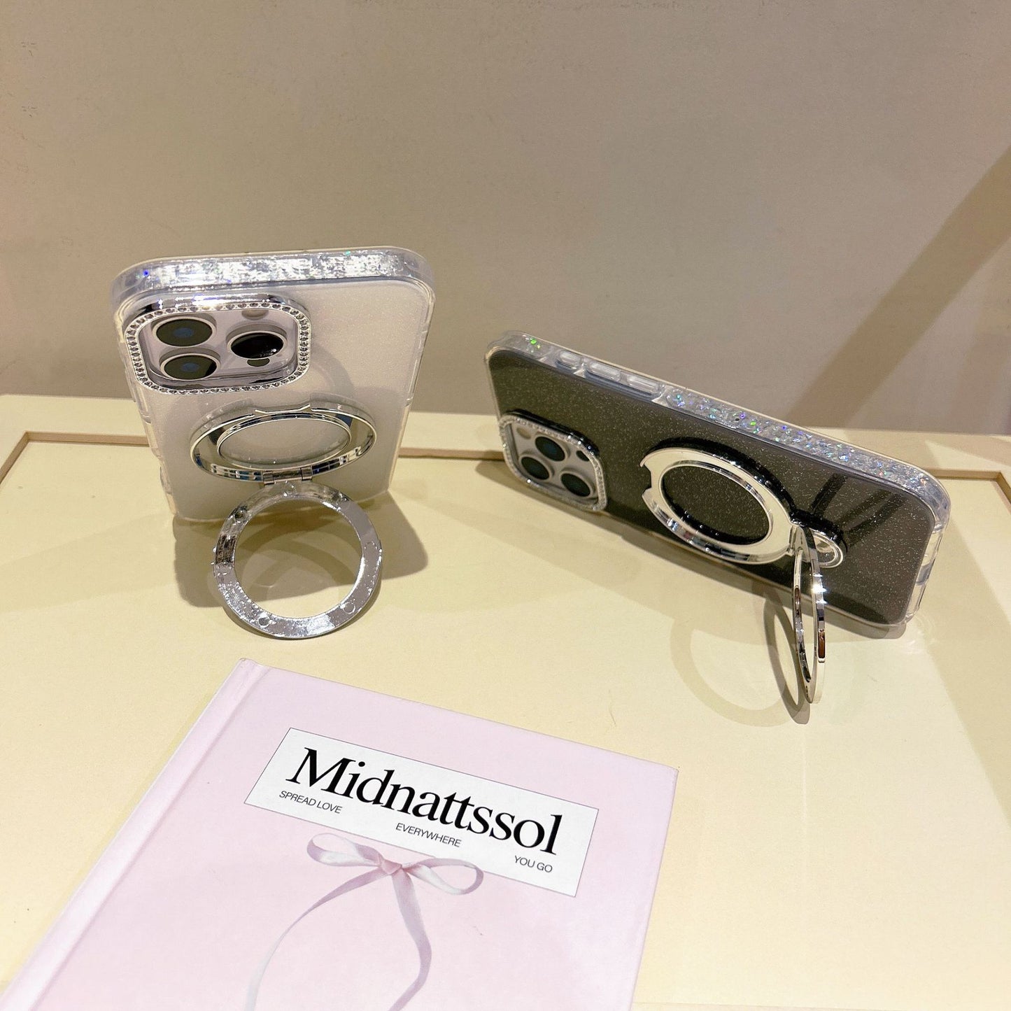 Epoxy Gradient Glitter With Rotating Bracket Mobile Phone Cases