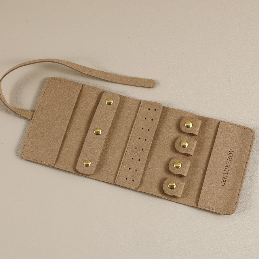 Travel Jewelry Organizer Roll - Premium Faux Leather Lined Storage Case for Necklaces, Earrings & Rings, Tangle-Free Portable Jewelry Holder for Women, Compact Travel Case (Small/Large, 5 Colors)