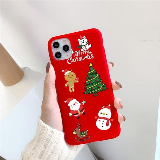 Christmas red cartoon frosted painted phone case
