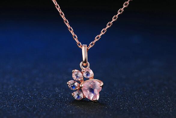 Pure silver, rose gold plated,  heart-shaped pendant