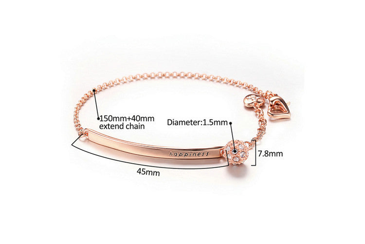 Elegant Bracelet -  Rose Gold Plated,  Bracelet Sister Chain with Jewelry