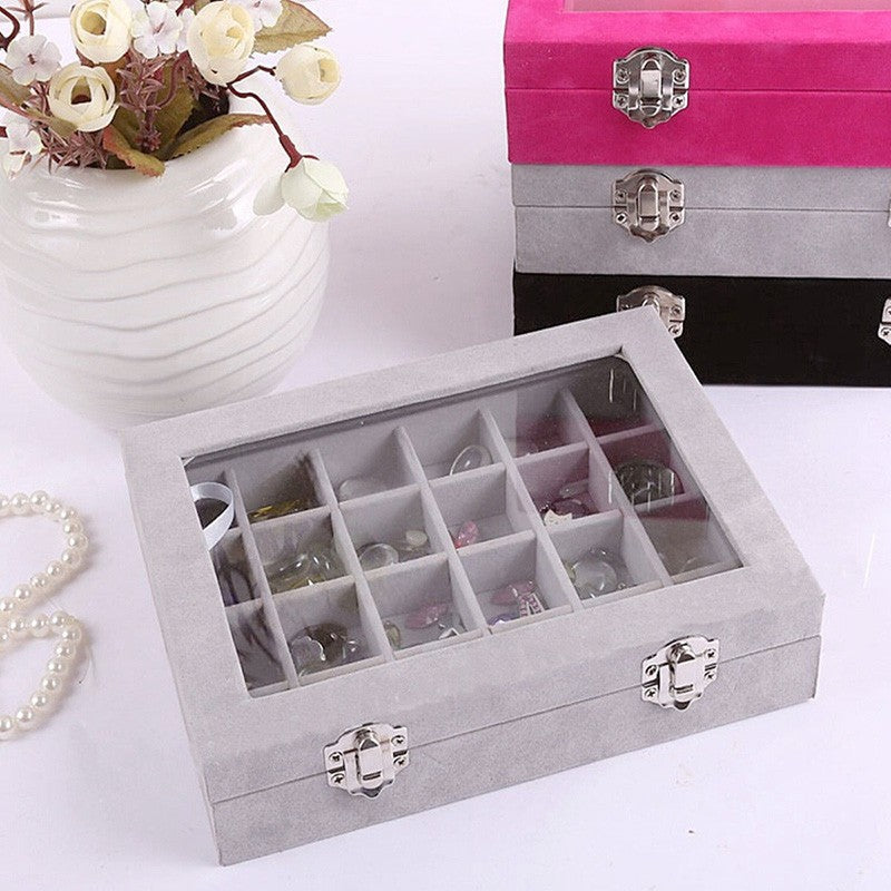 Jewelry Box Jewelry Box Ring Box Earrings Display Storage Double Lock Silver Buckle