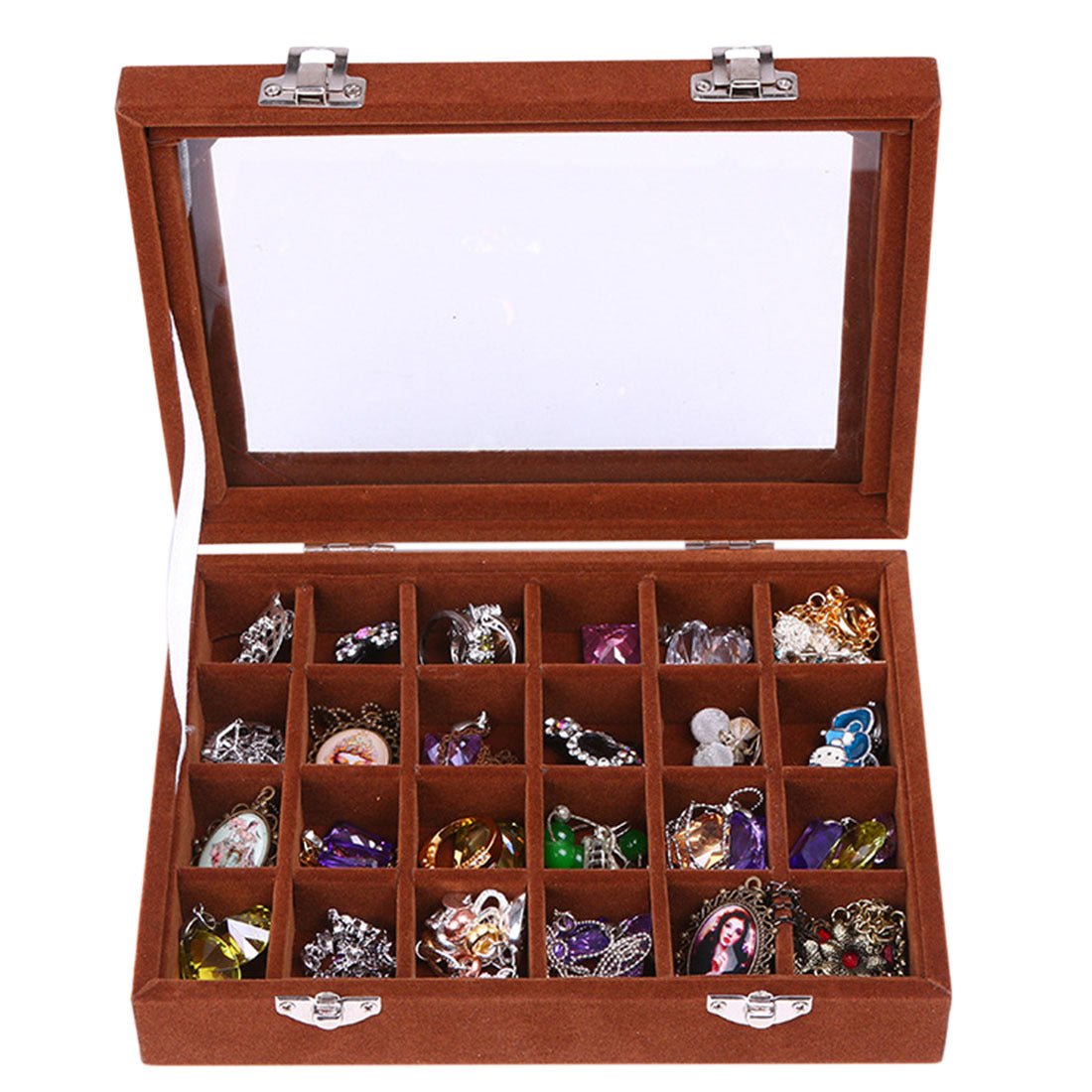 Jewelry Box Jewelry Box Ring Box Earrings Display Storage Double Lock Silver Buckle