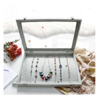 Covered ice velvet jewelry box dustproof jewelry box glass cover mixed jewelry display box