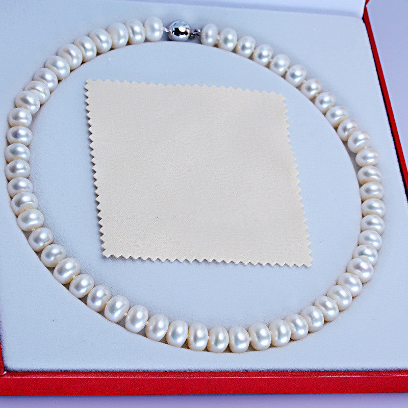 Simply Luxurious Freshwater 10-11mm Pearl Necklace with Ball Button