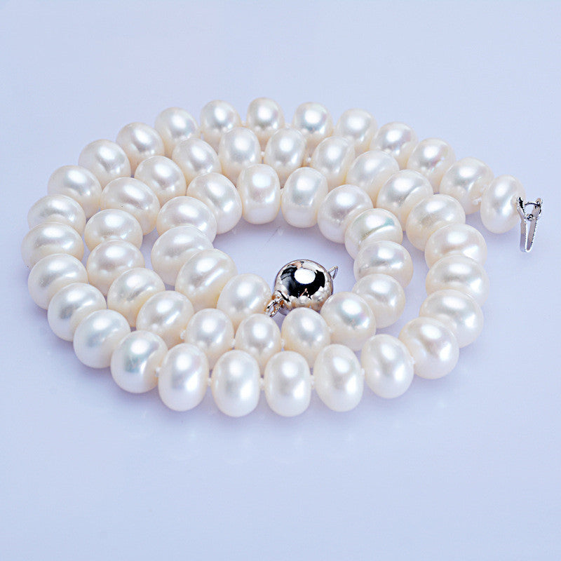Simply Luxurious Freshwater 10-11mm Pearl Necklace with Ball Button
