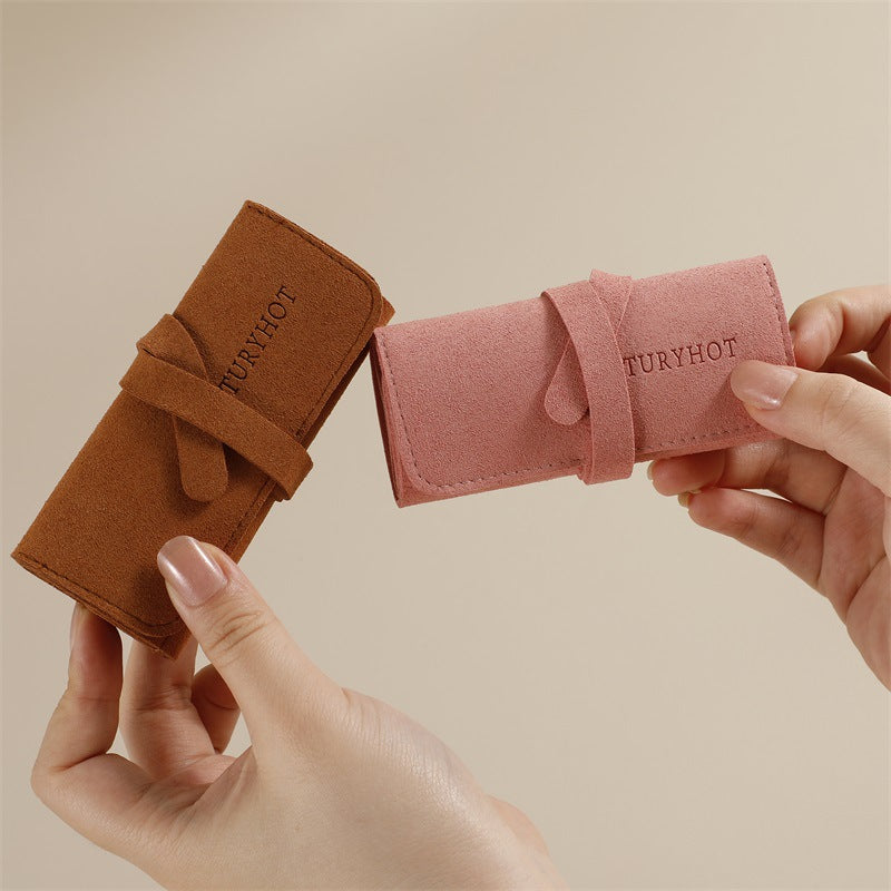 Travel Jewelry Organizer Roll - Premium Faux Leather Lined Storage Case for Necklaces, Earrings & Rings, Tangle-Free Portable Jewelry Holder for Women, Compact Travel Case (Small/Large, 5 Colors)