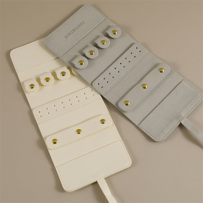 Travel Jewelry Organizer Roll - Premium Faux Leather Lined Storage Case for Necklaces, Earrings & Rings, Tangle-Free Portable Jewelry Holder for Women, Compact Travel Case (Small/Large, 5 Colors)