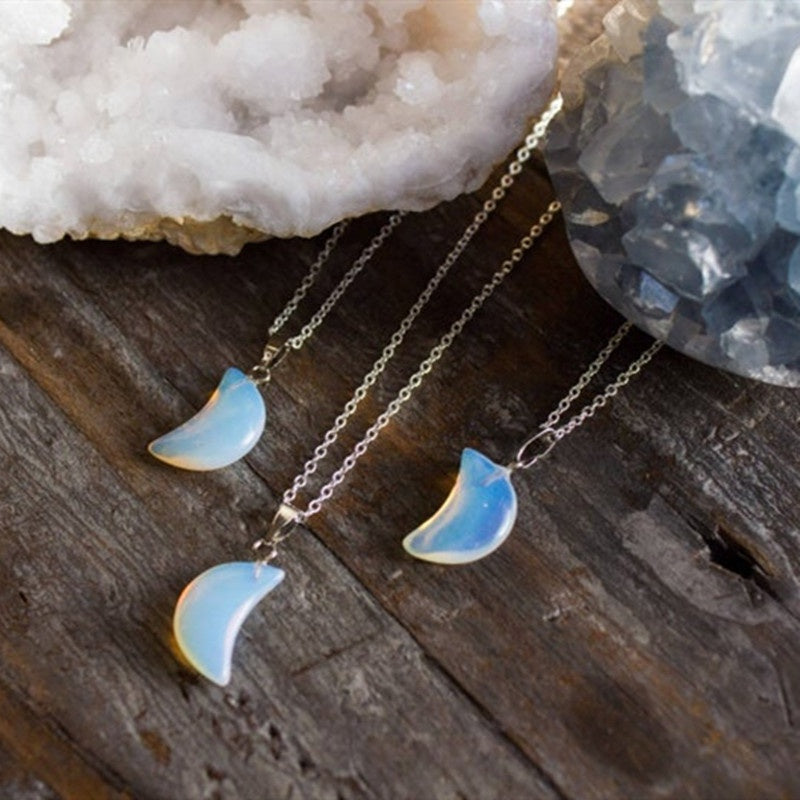 Natural Stone Moon Pendant