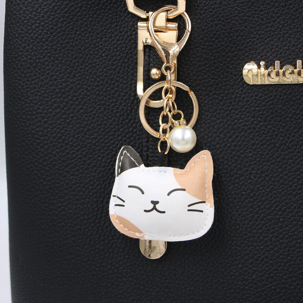 Cotton-filled Three-dimensional Kitten Cat Bag Girls' Keychain Pendant