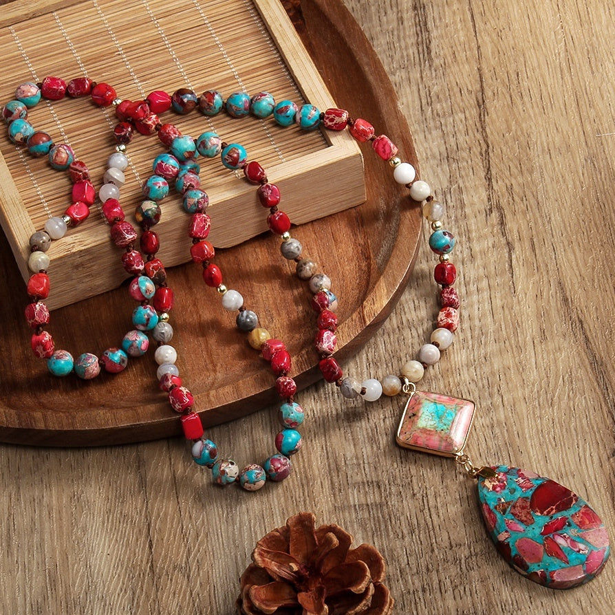 Natural Stone Knotted Necklace