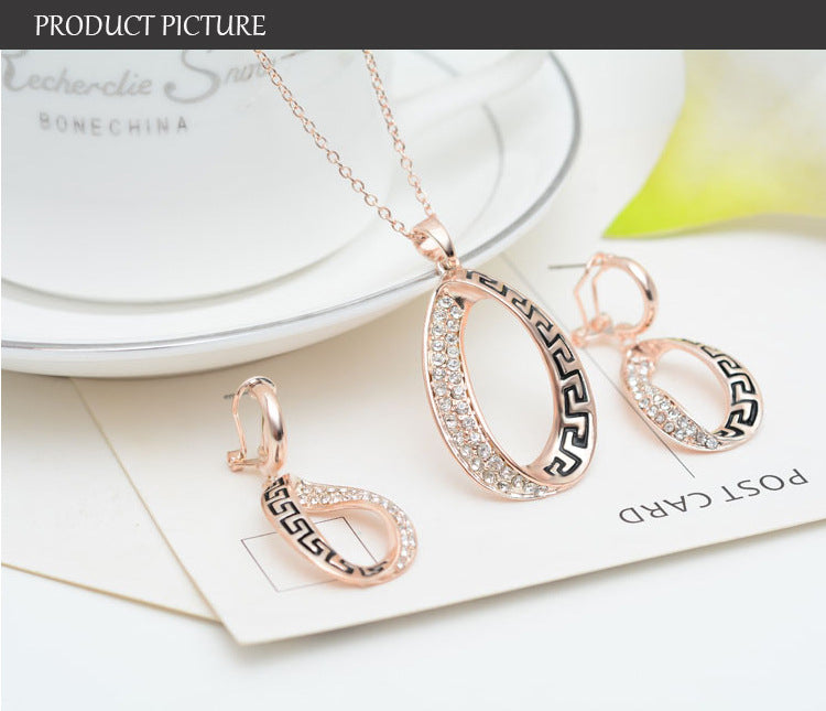Rose Gold Plated Waterdrop Necklace And Earring Set