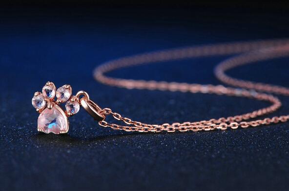Pure silver, rose gold plated,  heart-shaped pendant