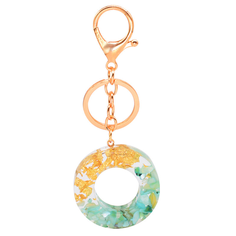 Resin Alphabet Gold Foil Drop Key Ring