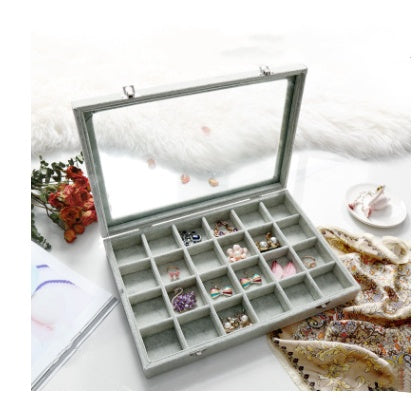 Covered ice velvet jewelry box dustproof jewelry box glass cover mixed jewelry display box
