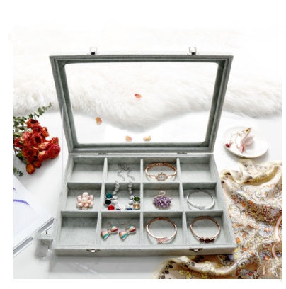 Covered ice velvet jewelry box dustproof jewelry box glass cover mixed jewelry display box