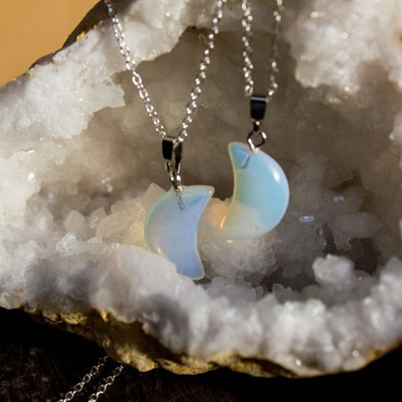 Natural Stone Moon Pendant