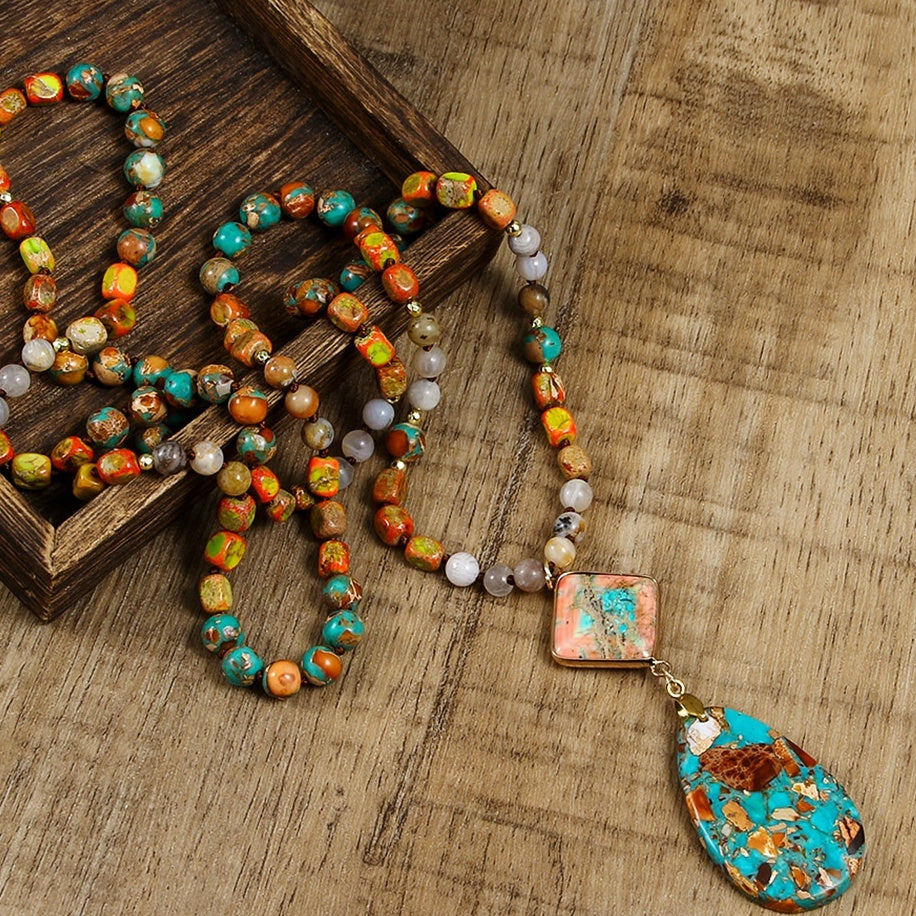 Natural Stone Knotted Necklace