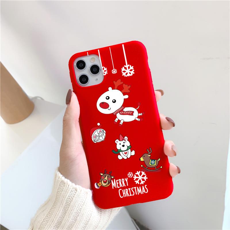 Christmas red cartoon frosted painted phone case
