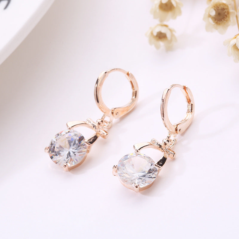 Gold plated, crystal jewelry set. Korean style bride's necklace