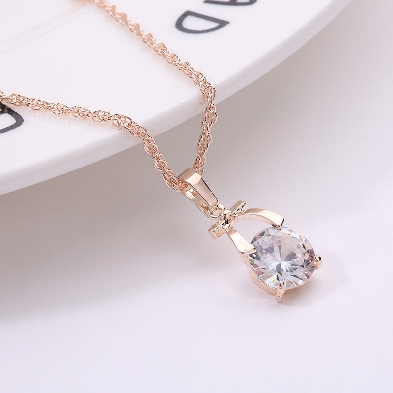 Gold plated, crystal jewelry set. Korean style bride's necklace