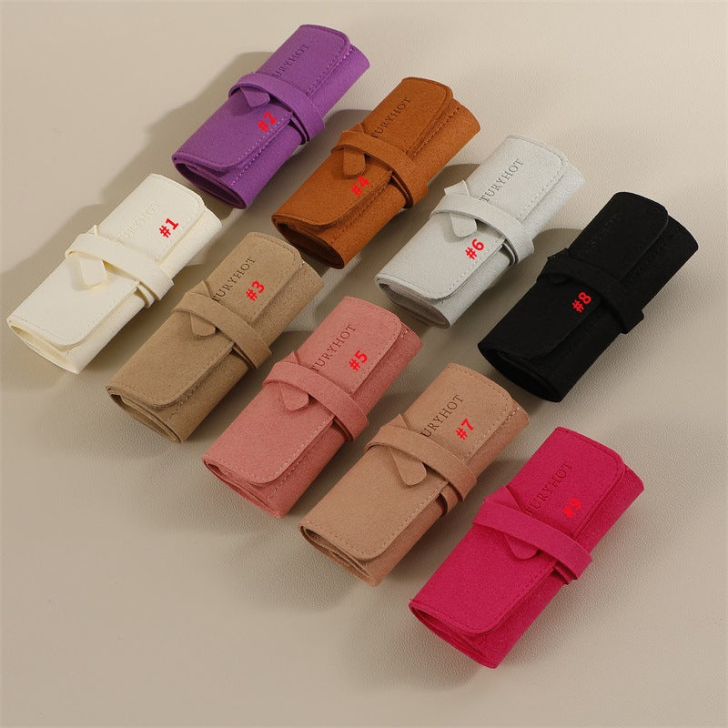 Travel Jewelry Organizer Roll - Premium Faux Leather Lined Storage Case for Necklaces, Earrings & Rings, Tangle-Free Portable Jewelry Holder for Women, Compact Travel Case (Small/Large, 5 Colors)