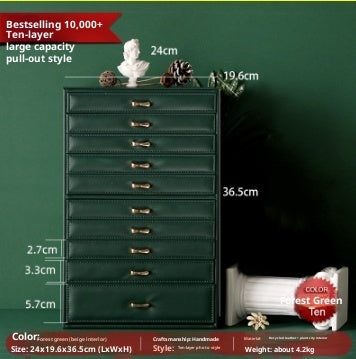 Jewelry Box European-style Large Capacity Princess Jewelry Storage Box Korean Jewelry Casket Jewel Box Wooden Recycled Leather Watch