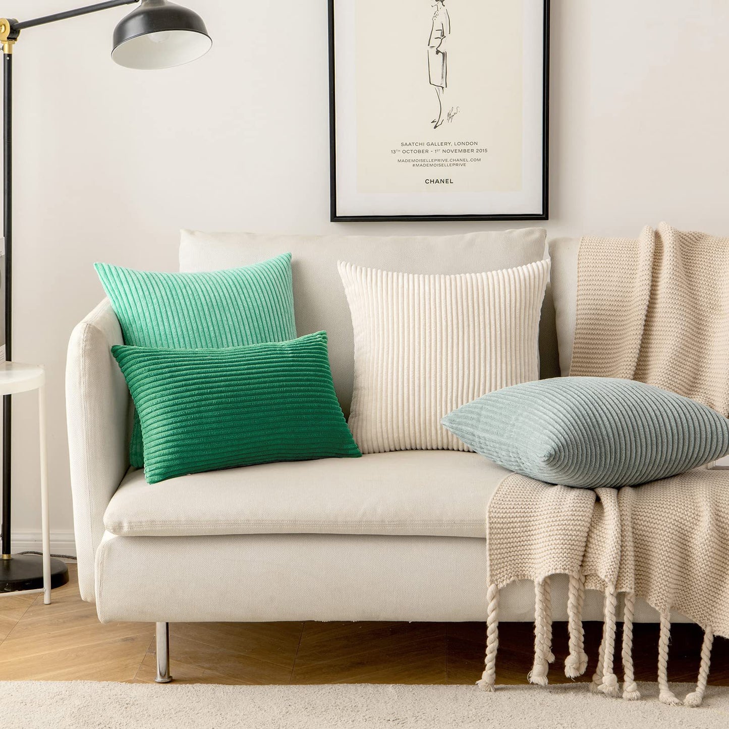 Corduroy Pillow Covers Super Soft Boho Striped Pillow Covers Broadside Decorative Textured Christmas Throw Pillows For Couch Cushion Livingroom