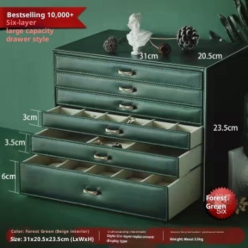 Jewelry Box European-style Large Capacity Princess Jewelry Storage Box Korean Jewelry Casket Jewel Box Wooden Recycled Leather Watch