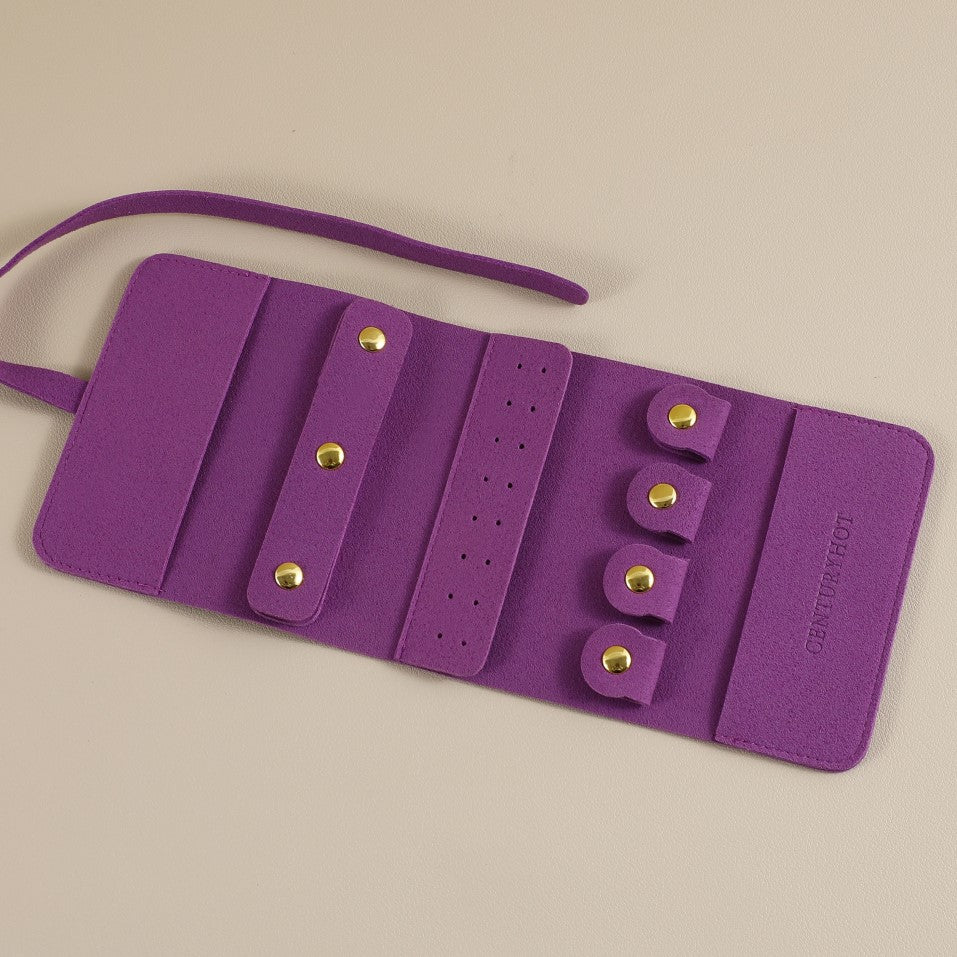 Travel Jewelry Organizer Roll - Premium Faux Leather Lined Storage Case for Necklaces, Earrings & Rings, Tangle-Free Portable Jewelry Holder for Women, Compact Travel Case (Small/Large, 5 Colors)