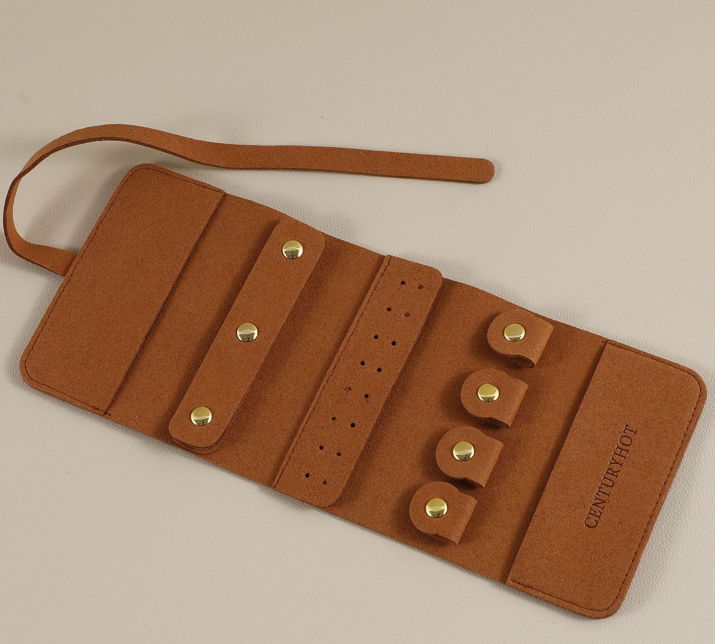 Travel Jewelry Organizer Roll - Premium Faux Leather Lined Storage Case for Necklaces, Earrings & Rings, Tangle-Free Portable Jewelry Holder for Women, Compact Travel Case (Small/Large, 5 Colors)