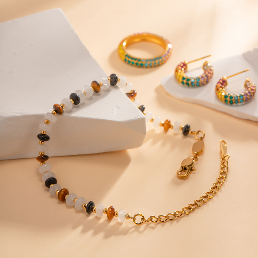 Women's Natural Stone 1 Stainless Steel Bracelet Jewelry