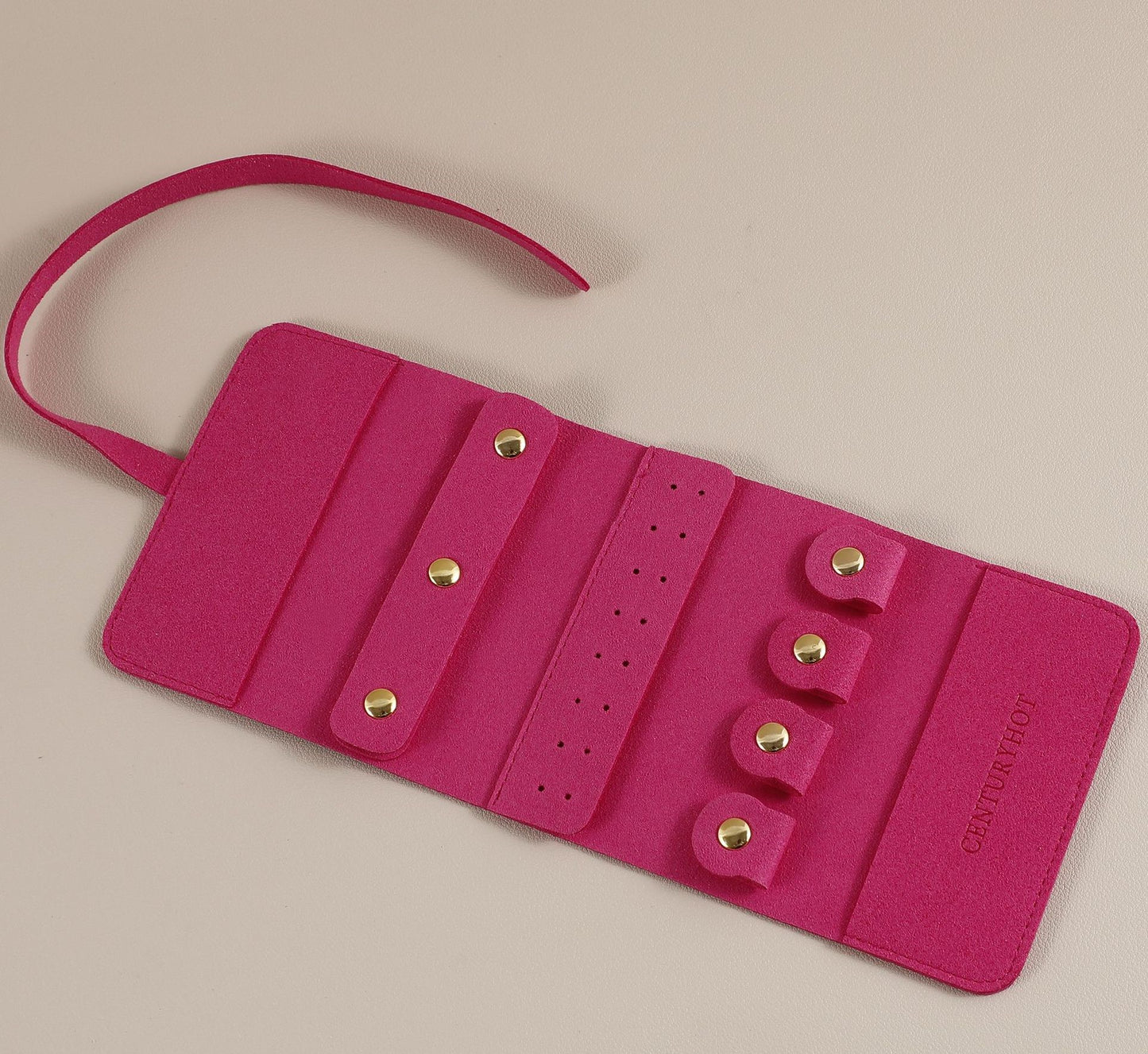 Travel Jewelry Organizer Roll - Premium Faux Leather Lined Storage Case for Necklaces, Earrings & Rings, Tangle-Free Portable Jewelry Holder for Women, Compact Travel Case (Small/Large, 5 Colors)