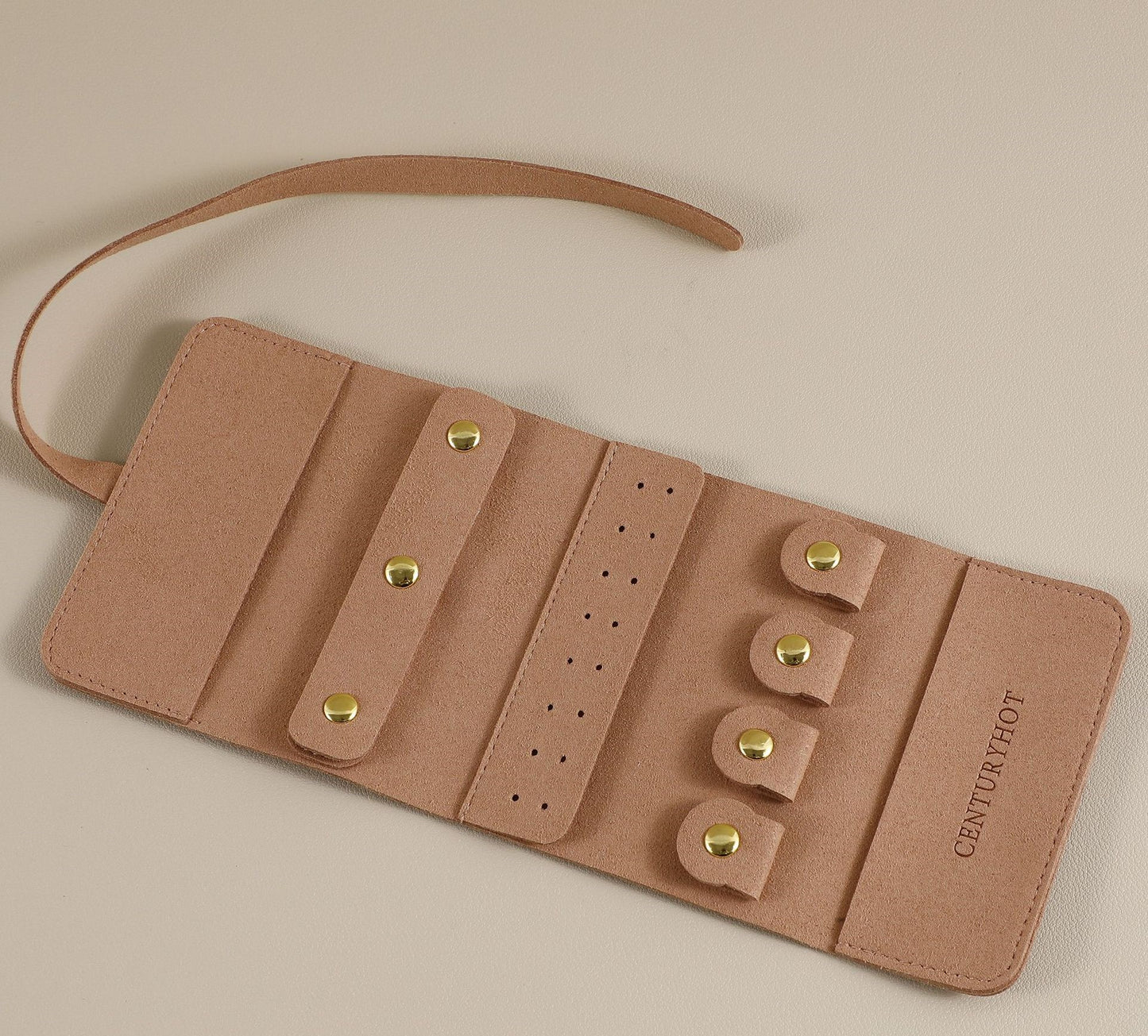 Travel Jewelry Organizer Roll - Premium Faux Leather Lined Storage Case for Necklaces, Earrings & Rings, Tangle-Free Portable Jewelry Holder for Women, Compact Travel Case (Small/Large, 5 Colors)