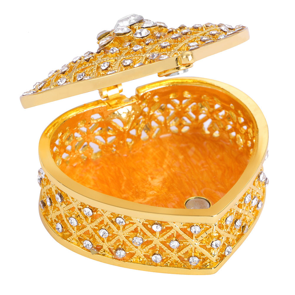 Metal Craft Jewelry Box Heart-shaped Jewelry Box Gold-plated Ornaments