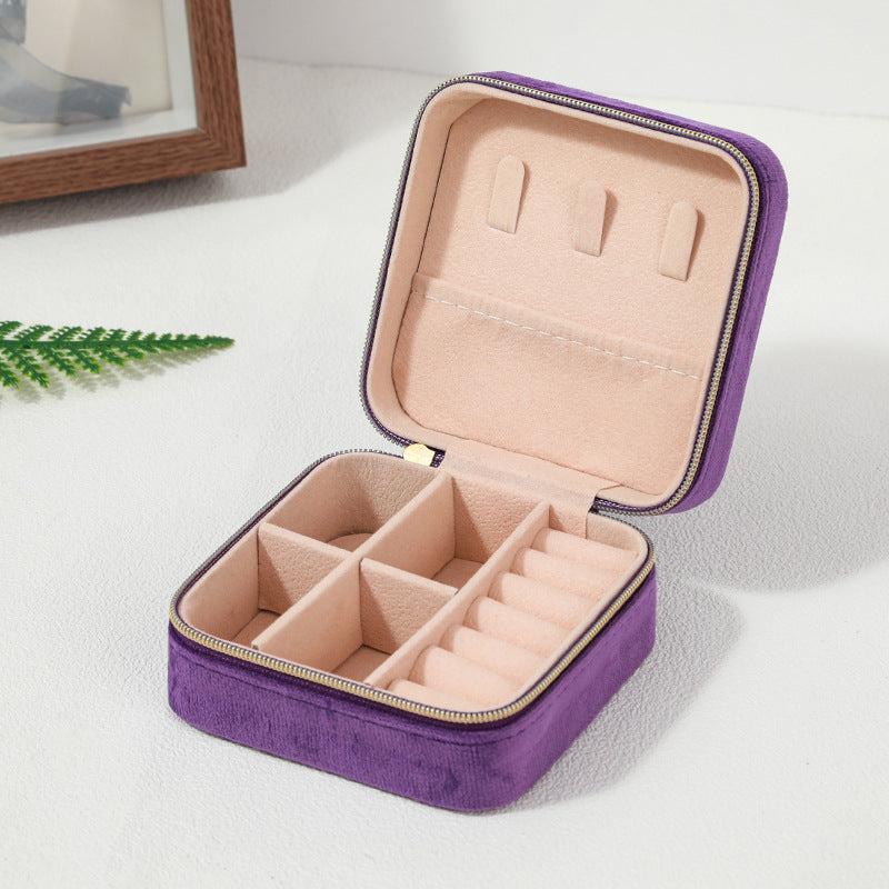 Portable Velvet Jewelry Storage Box
