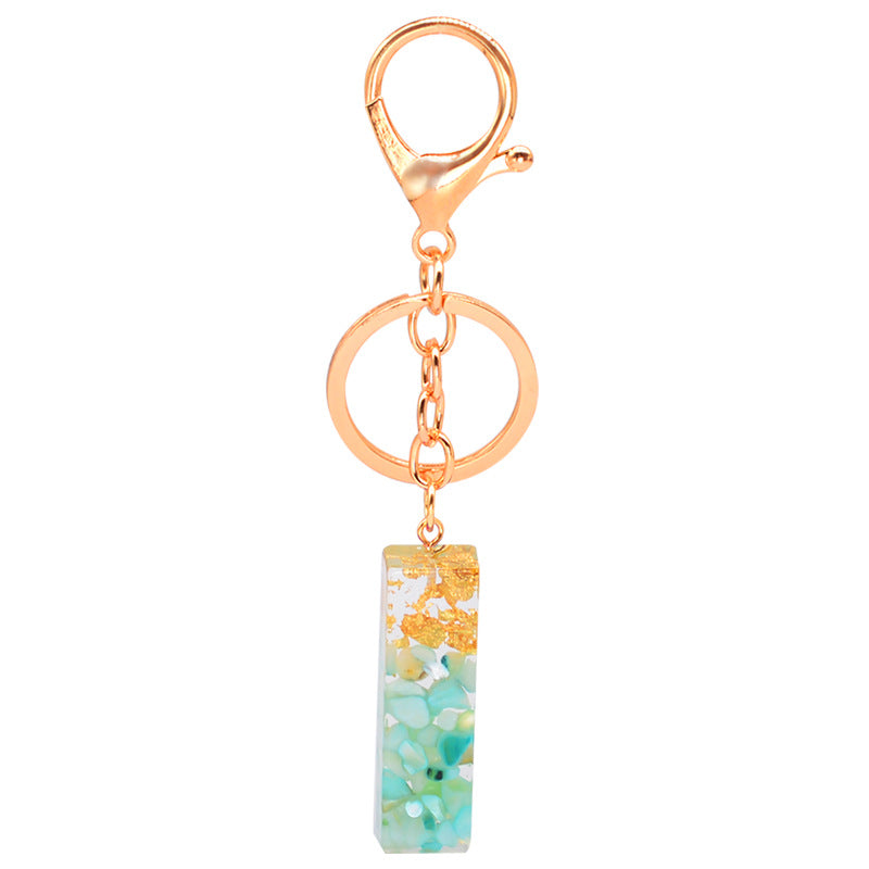 Resin Alphabet Gold Foil Drop Key Ring