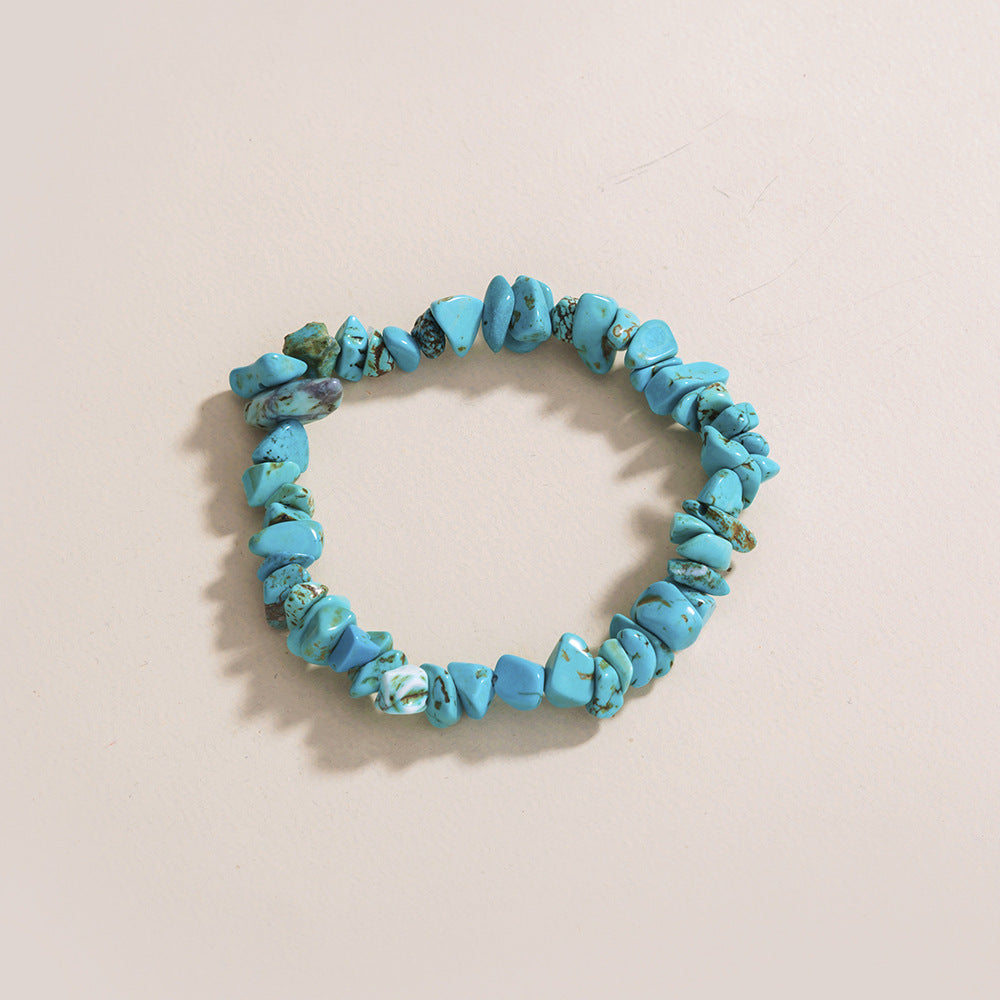 Sky Blue Turquoise Natural Rough Stone Elastic Bracelet Jewelry Accessories