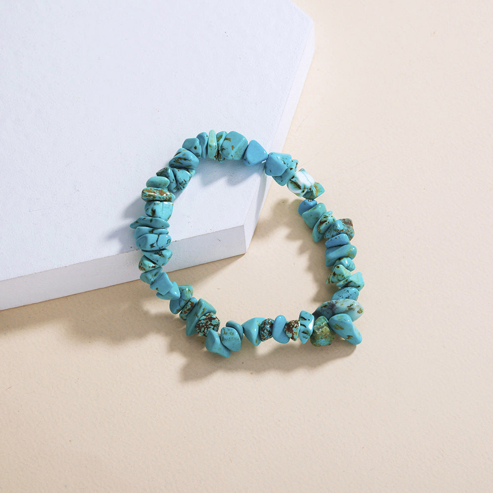Sky Blue Turquoise Natural Rough Stone Elastic Bracelet Jewelry Accessories