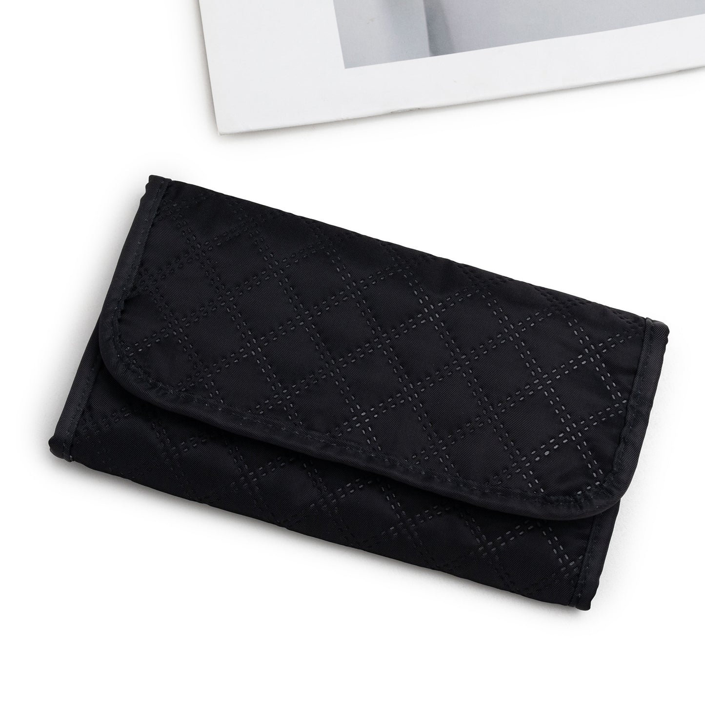 Portable Jewelry Travel Organizer - Folding Storage Bag for Necklaces, Earrings & Rings, Portable Jewelry Roll with Compartments for Women, Compact Jewelry Travel Case (Black/Pink)