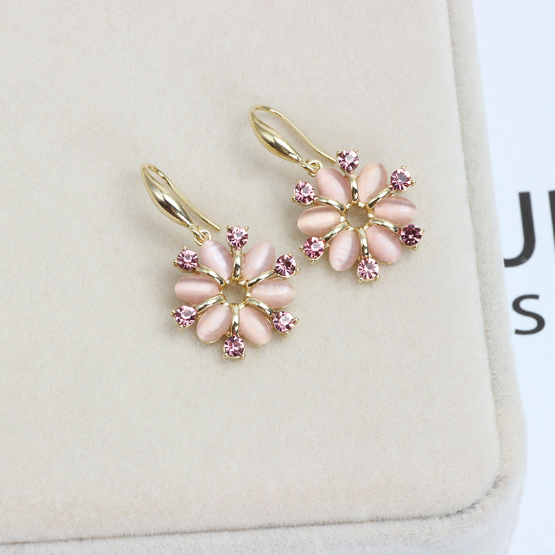 Elegant Gold-Plated Earrings with Rhinestones