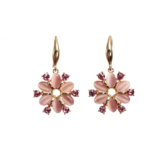 Elegant Gold-Plated Earrings with Rhinestones