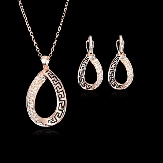 Rose Gold Plated Waterdrop Necklace And Earring Set