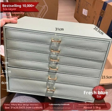 Jewelry Box European-style Large Capacity Princess Jewelry Storage Box Korean Jewelry Casket Jewel Box Wooden Recycled Leather Watch