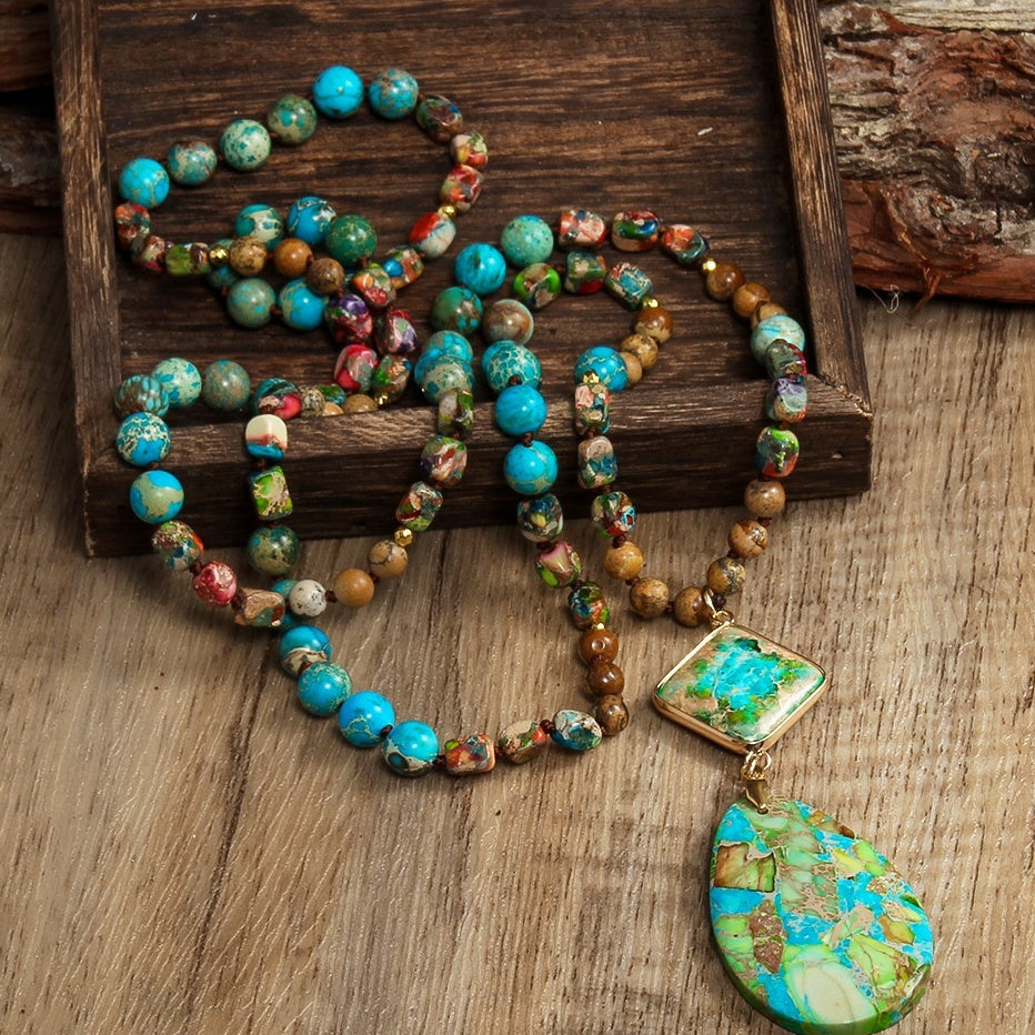 Natural Stone Knotted Necklace
