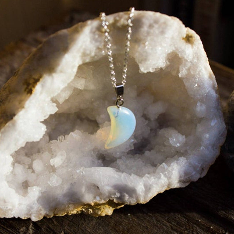 Natural Stone Moon Pendant