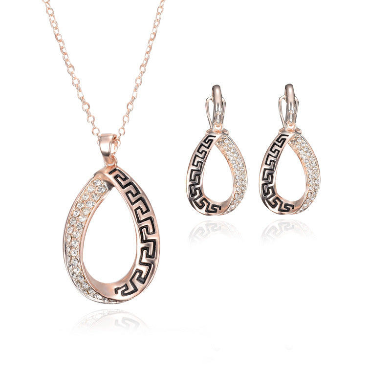Rose Gold Plated Waterdrop Necklace And Earring Set