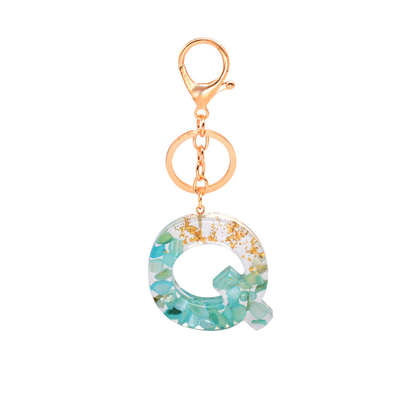 Resin Alphabet Gold Foil Drop Key Ring